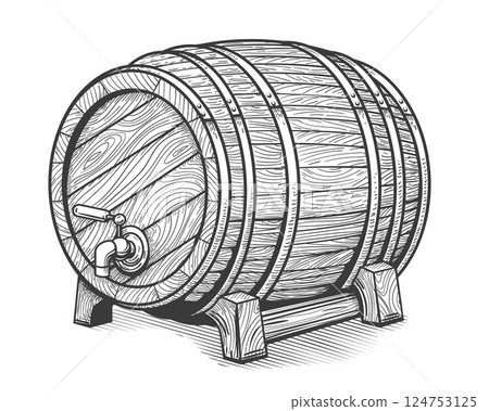 Engraving old wine barrel 124753125