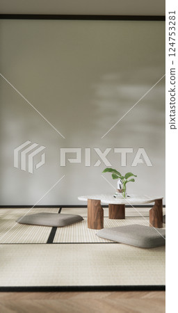 Japan Room Design Japanese style. 3D rendering Japan Room Design Japanese style. 3D rendering 124753281