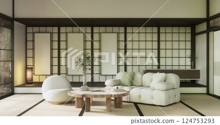 sofa armchair minimalist design muji style.3D rendering 124753293