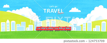 水彩火車插畫素材_1 124753709