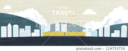 水彩火車插畫素材_2 124753710