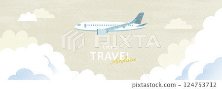 Watercolor airplane illustration material_2 124753712