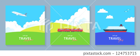飛機、火車和輪船插圖集_1 飛機、火車和輪船插圖集_1 124753715
