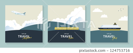 飛機、火車和輪船插圖集_2 124753716