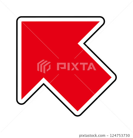 A simple red arrow pointing up and to the left 124753730