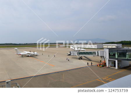 Landing at Hakodate Airport and the airport scenery Landing at Hakodate Airport and the airport scenery 124753739