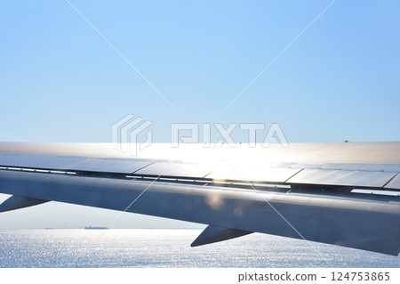 Haneda Airport and a view of the plane taking off Haneda Airport and a view of the plane taking off 124753865