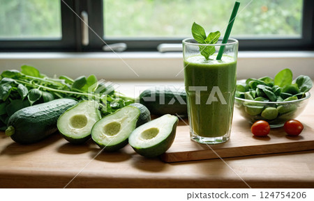 Healthy Green Smoothie for Wellness 124754206