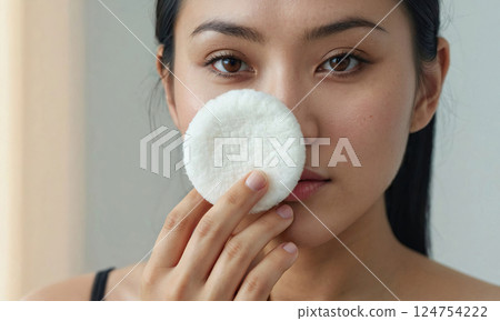 Elegant Self-Care Portrait of a Young Asian Woman 124754222