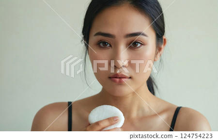 Elegant Self-Care Portrait of a Young Asian Woman 124754223