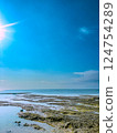 sun setting into the sea sun setting into the sea 124754289
