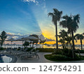 Sunset seen from the pool Sunset seen from the pool 124754291