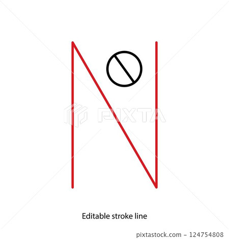 No pills symbol or icon. Vector stock illustration isolated on white background for design template medical, pharmacy, hospital, healthy bio shop concept web and print material. Editable stroke line. No pills symbol or icon. Vector stock illustration isolated on white background for design template medical, pharmacy, hospital, healthy bio shop concept web and print material. Editable stroke line. 124754808