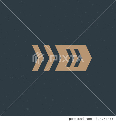 Abstract Arrow Icon Highlighting Directionality on a Dark Textured Background Abstract Arrow Icon Highlighting Directionality on a Dark Textured Background 124754853