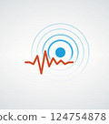 Abstract Circular Pattern with Heartbeat Wave and Blue Center 124754878
