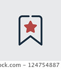 Bookmark Icon with a Star for Favorites or Saved Content 124754887