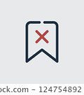 Illustration of a Red Cancel Symbol Within a Bookmark Icon 124754892