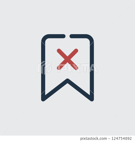 Illustration of a Red Cancel Symbol Within a Bookmark Icon 124754892