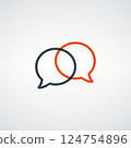 Minimalist Overlapping Speech Bubbles Outlined in Red and Blue 124754896