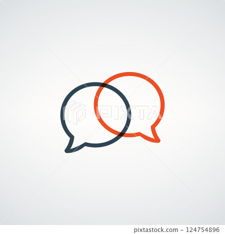 Minimalist Overlapping Speech Bubbles Outlined in Red and Blue Minimalist Overlapping Speech Bubbles Outlined in Red and Blue 124754896