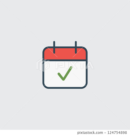 Calendar Icon with Check Mark for Scheduling or Planning Concept Calendar Icon with Check Mark for Scheduling or Planning Concept 124754898