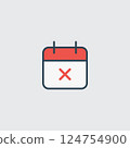 Minimalist Calendar Icon Representing a Cancelled or Rescheduled Event 124754900
