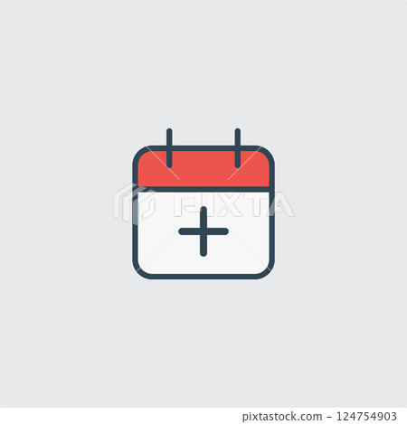 Minimalist Icon Depicting a Calendar with a Plus Sign Minimalist Icon Depicting a Calendar with a Plus Sign 124754903