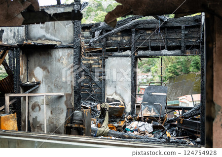 Fire Ruins Fire scene Fire Ruins Fire scene 124754928