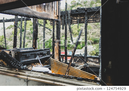 Fire Ruins Fire scene 124754929