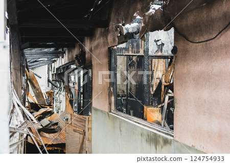 Fire Ruins Fire scene Fire Ruins Fire scene 124754933