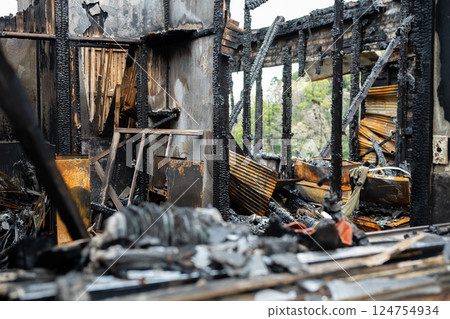 Fire Ruins Fire scene 124754934