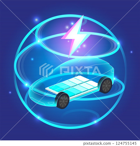 EV Technology Electric Car Charging Illustration 124755145