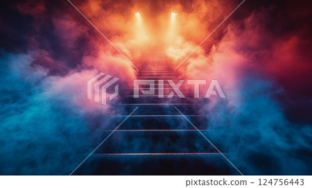 Vast Cosmic Landscape With Colorful Clouds and Starlit Sky in an Otherworldly Setting 124756443