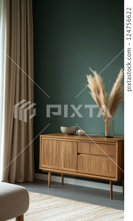 Modern Interior Design Featuring Minimalist Furniture and Natural Decor in a Sunlit Room 124756622