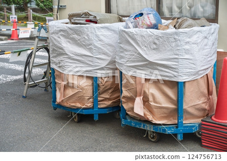 Construction site waste cart Construction site waste cart 124756713