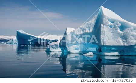 Floating Iceberg with Transparent Blue Tint 124757036