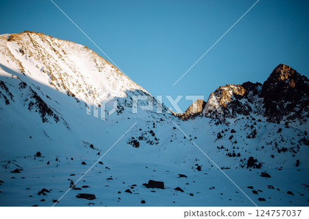 Winter landscape in Dolomites mountain range of Italy, Europe. 124757037