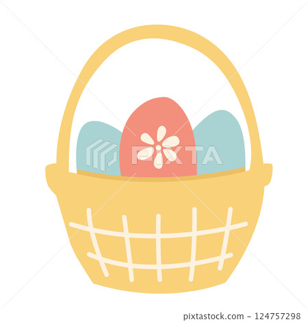 Colorful Easter Eggs in Basket Colorful Easter Eggs in Basket 124757298