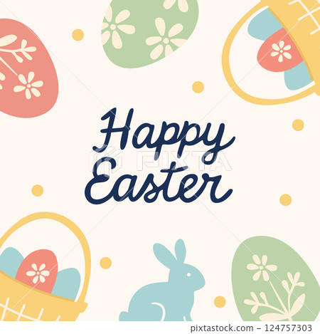 Colorful Happy Easter Greeting Card Design Colorful Happy Easter Greeting Card Design 124757303
