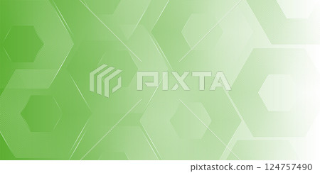 Vector abstract hexagonal white and green background. Smooth hexagon line background, blurred pattern. Light pale texture 124757490