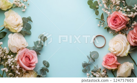 Colorful Pastel Decorations With Flowers and Balloons for a Festive Celebration 124757603