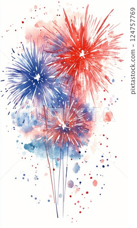 Colorful Firework Display With Vibrant Bursts in Various Shades During a Festive Celebration 124757769