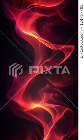 Flowing Red Smoke Swirling Against a Dark Background 124757783