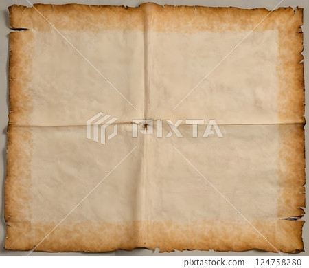 Burnt Aged Parchment Paper with Charred Edges - Blank Old Paper Texture Burnt Aged Parchment Paper with Charred Edges - Blank Old Paper Texture 124758280