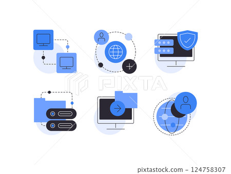 PC work and internet connection. High tech processes PC work and internet connection. High tech processes 124758307