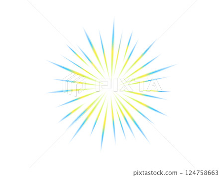 Comic Rainbow blur motion lines with radial focus for high energy effects. Graphic high speed explosion. Comic High Speed Ray, design for manga and anime schedule . Vector. 124758663
