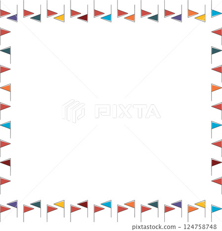 Golf flag elements frame. Colorful design for players template. Frame with empty space for your text 124758748