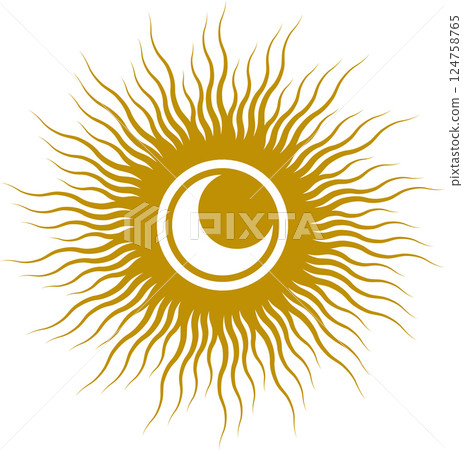 Sun and moon concept of esoteric elements. Ramadan linear icon symbol. Tarot witchcraft 124758765