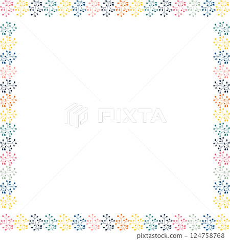 Frame template with spring plant decoration. Colorful branches element with empty space for your text 124758768
