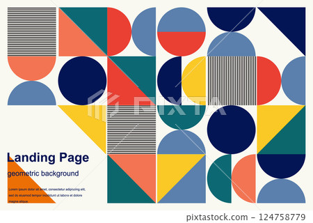 Flat abstract geometric mosaic background. Abstract homepage design - minimalism landing page 124758779